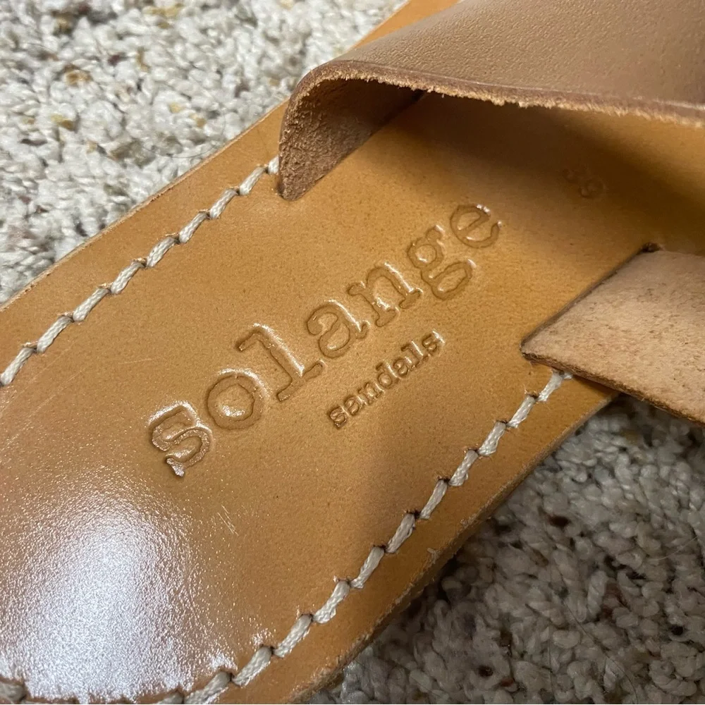 Solange sandals us 8.5 / strappy slip on leather shimmer shoes beachy minimalist